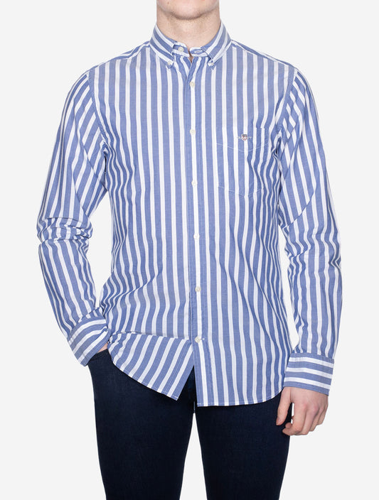 Regular Poplin Wide Stripe Shirt College Blue