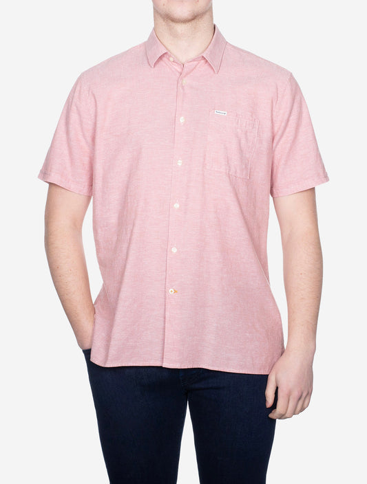 BARBOUR Nelson Short Sleeve Summer Shirt Pink Clay