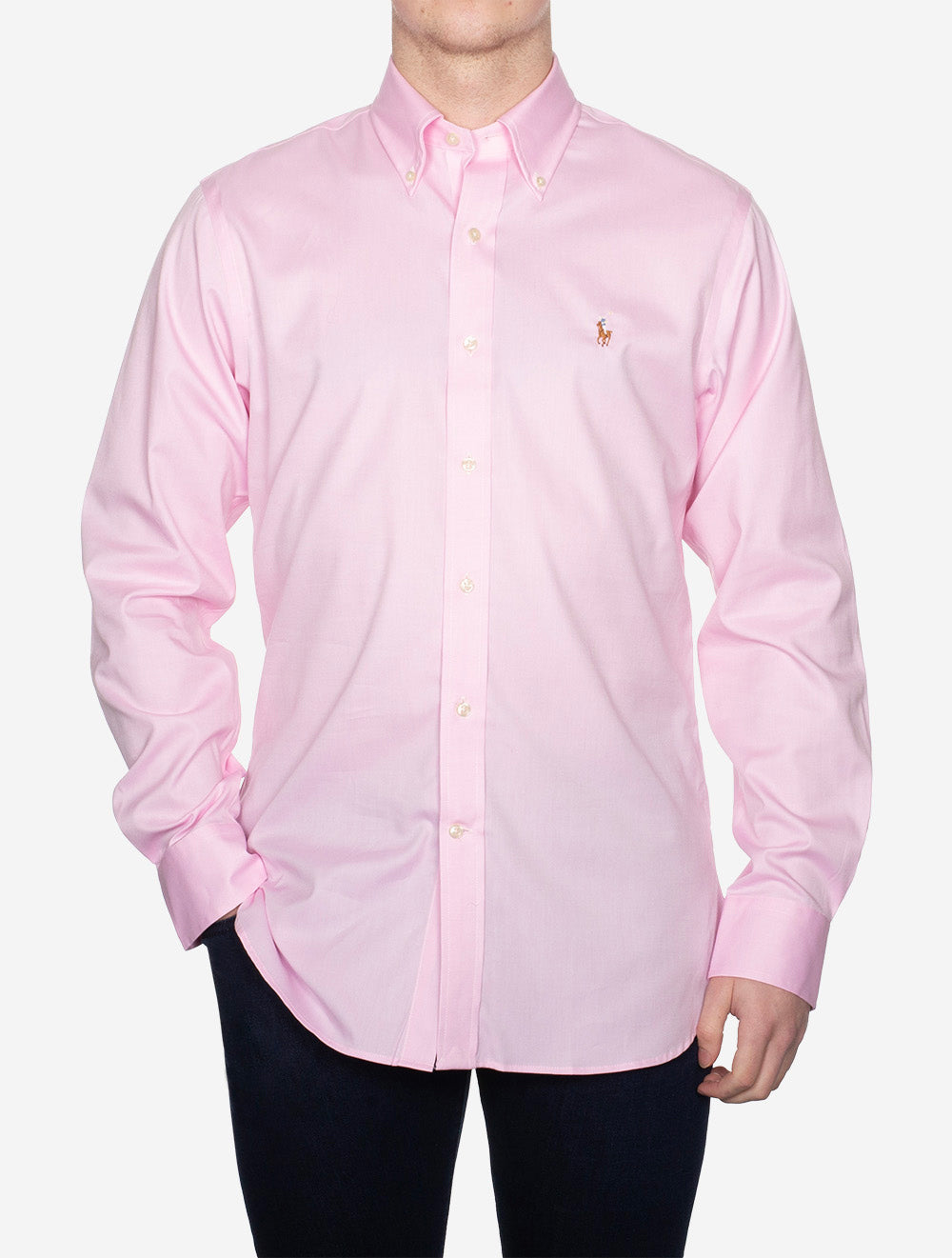 Buttondown Plain Stretch Shirt Pink White