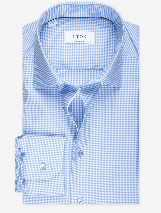 Checked Contemporary Twill Shirt Blue