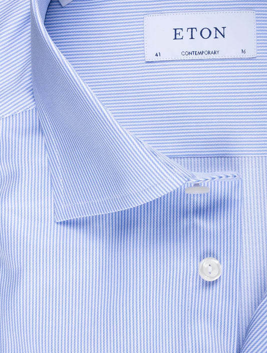 Eton Contemporary Fine Striped Shirt Blue
