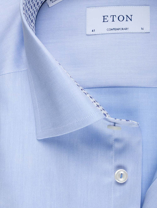 ETON Contemporary Plain With Inlay Shirt Blue