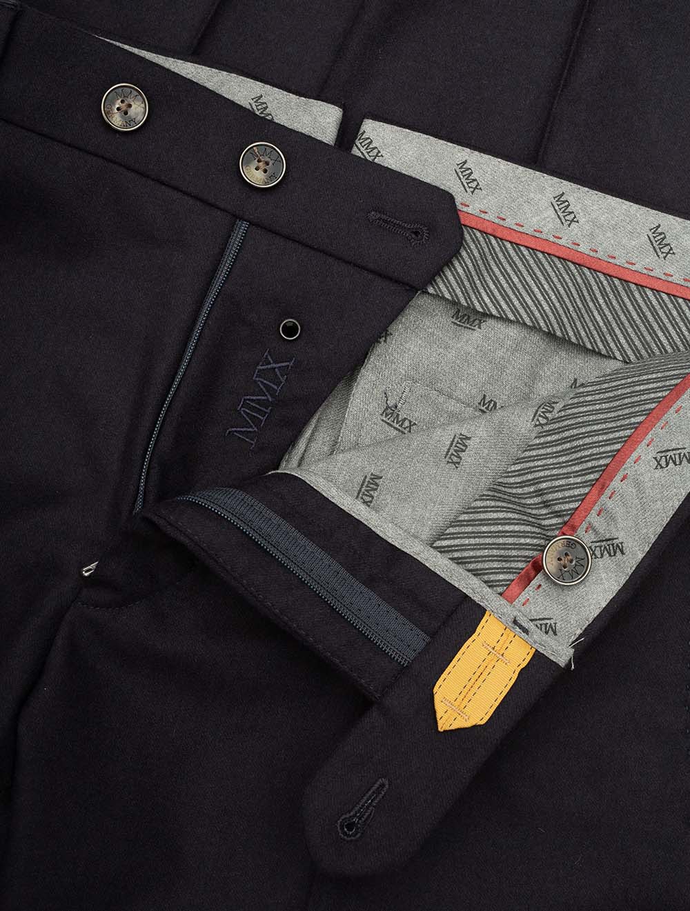 Mmx Navy Lupus Wool Flannel Trousers AI5