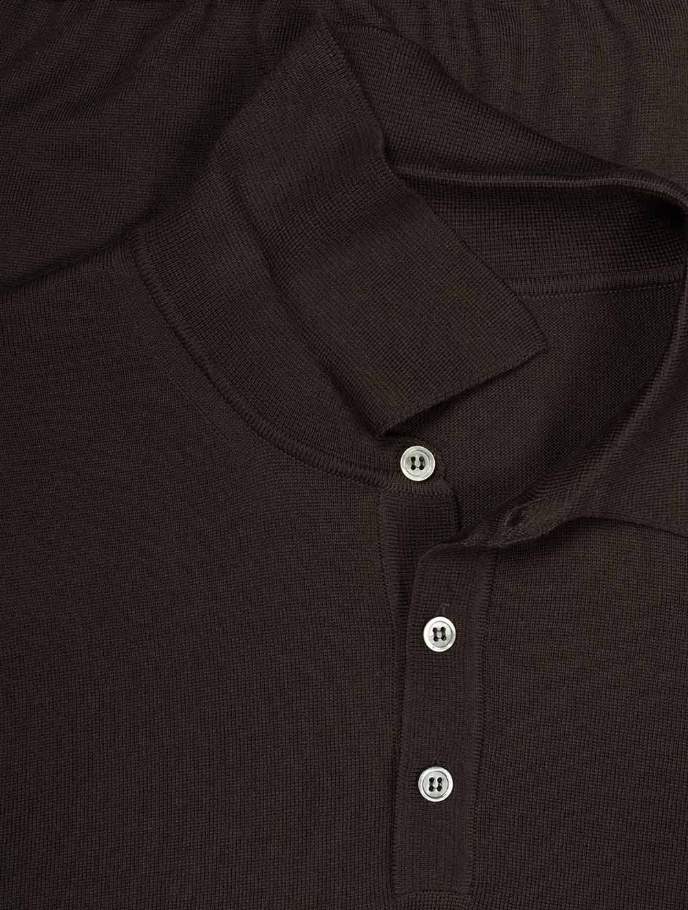 Short Sleeve Tennis Polo Dark Brown