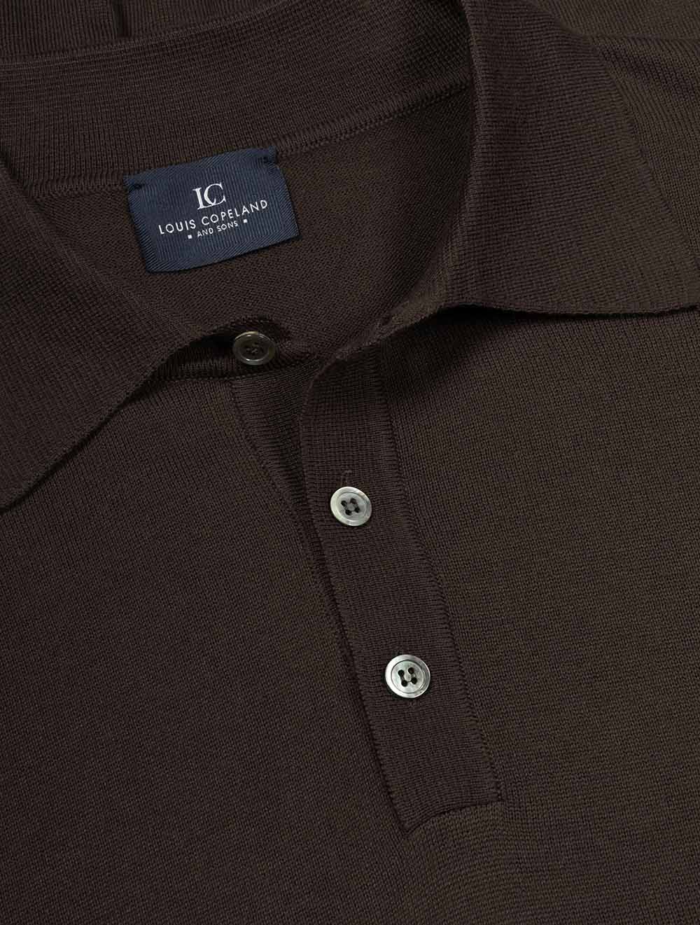 Short Sleeve Tennis Polo Dark Brown