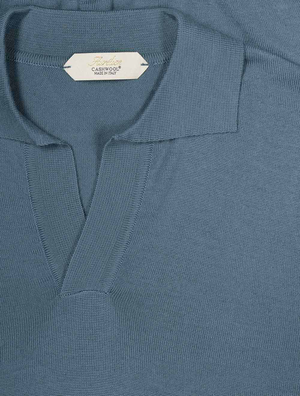 Short Sleeve Buttonless Polo Wool Sea Green