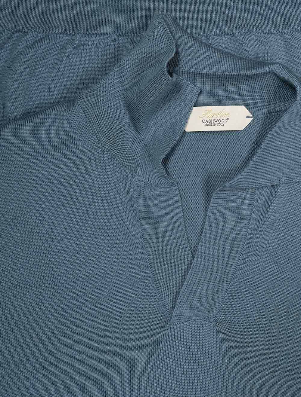 Short Sleeve Buttonless Polo Wool Sea Green