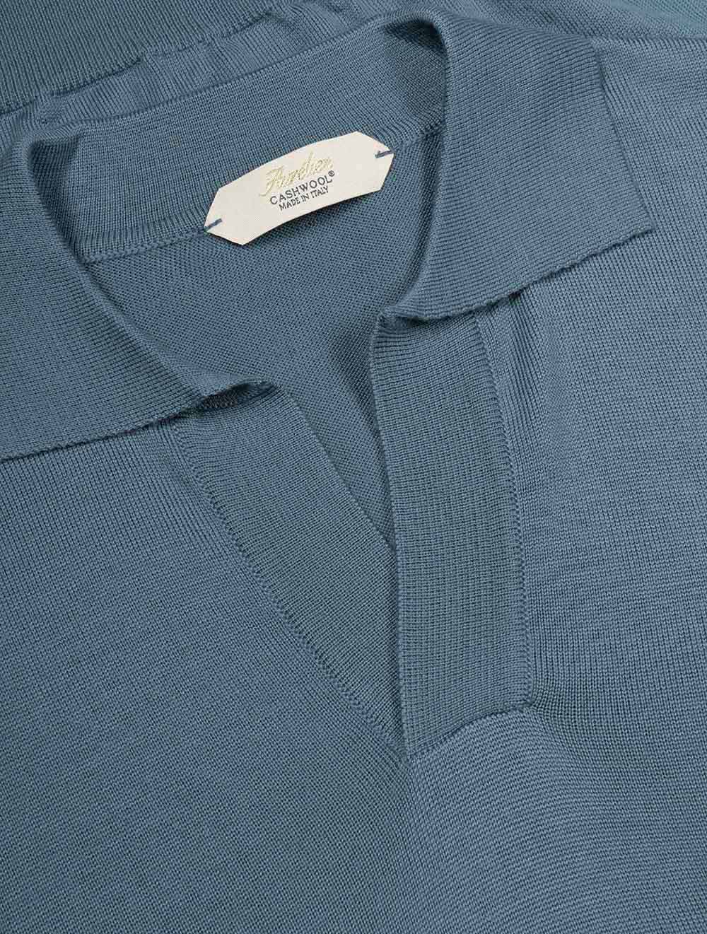 Short Sleeve Buttonless Polo Wool Sea Green