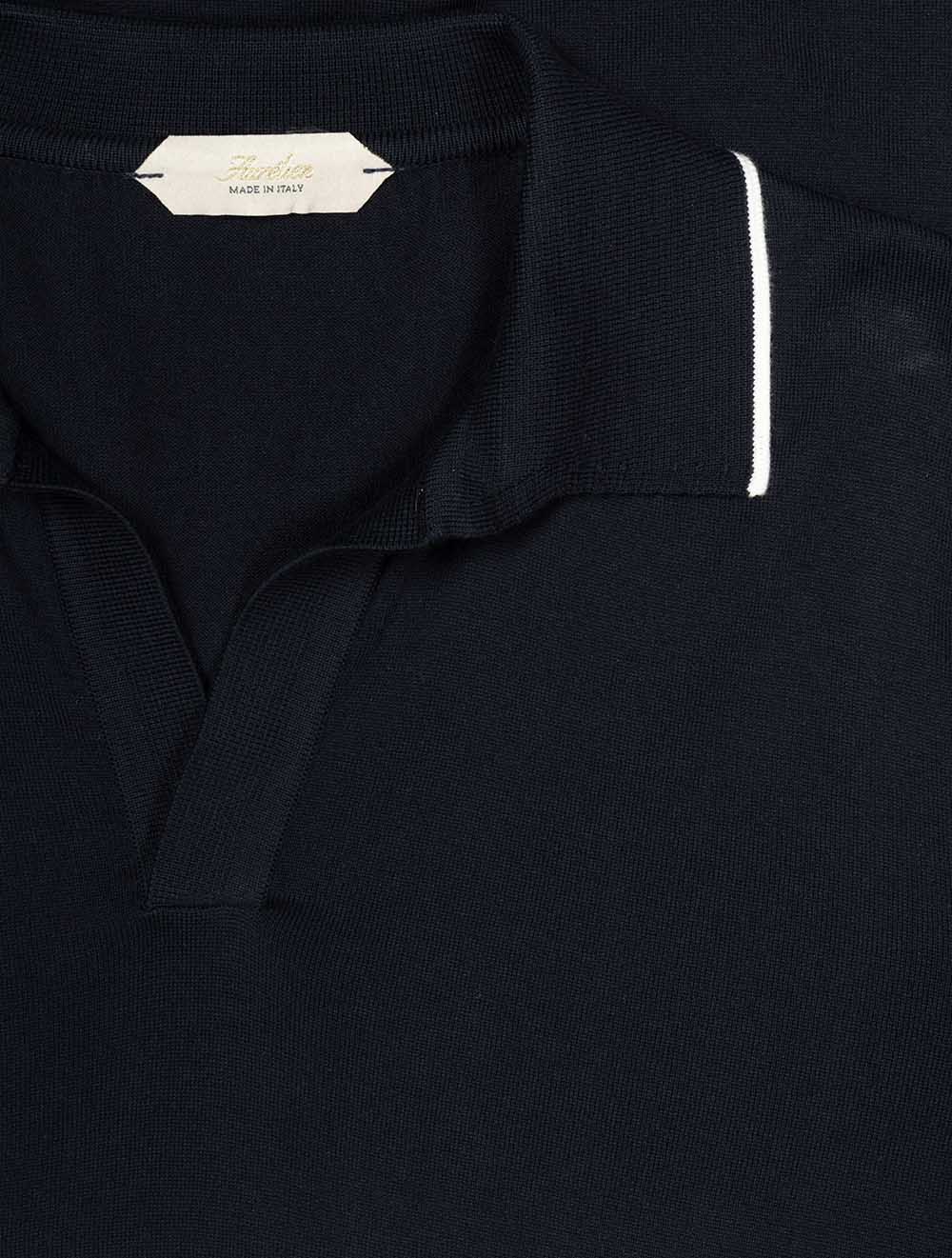 Short Sleeve Buttonless Polo Navy