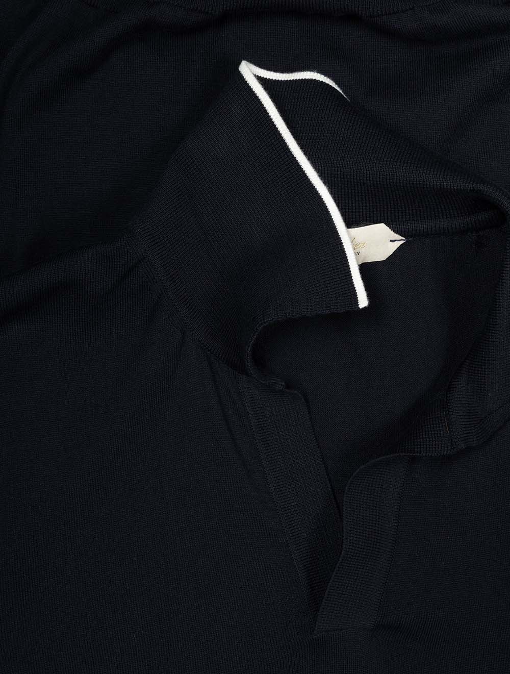 Short Sleeve Buttonless Polo Navy