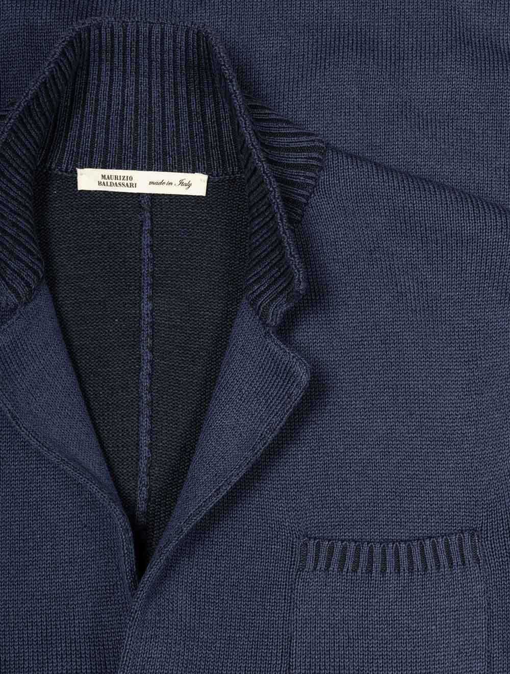 Vanise Knit Jacket Rib Details Denim Blue