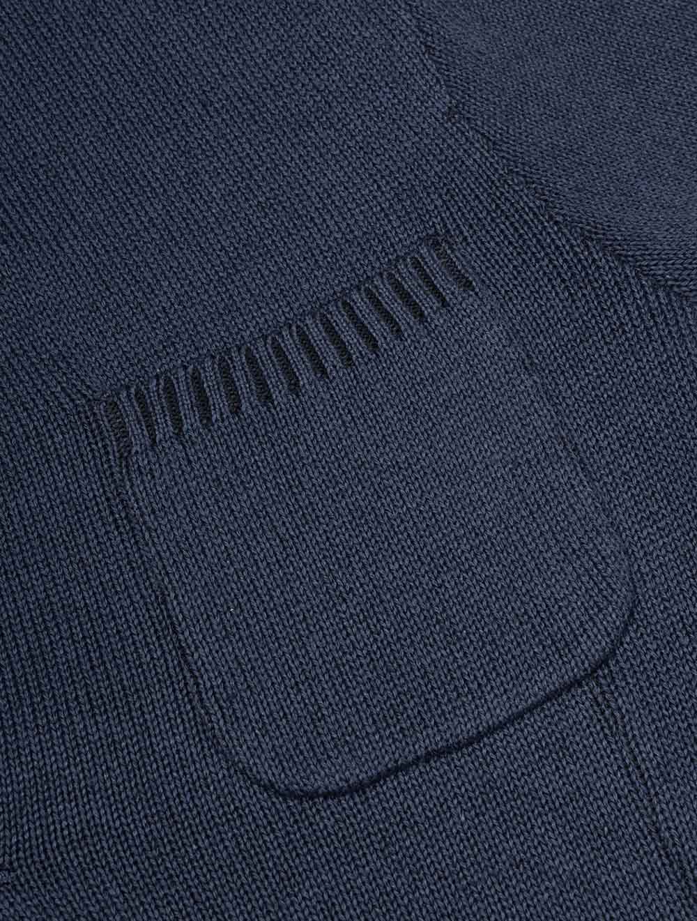 Vanise Knit Jacket Rib Details Denim Blue