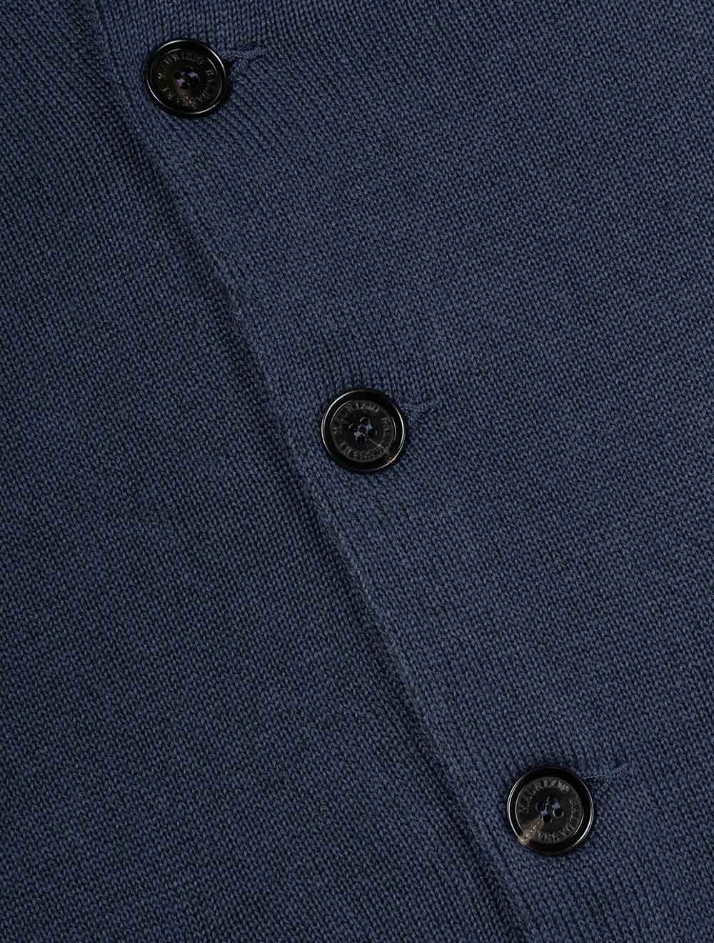 Vanise Knit Jacket Rib Details Denim Blue