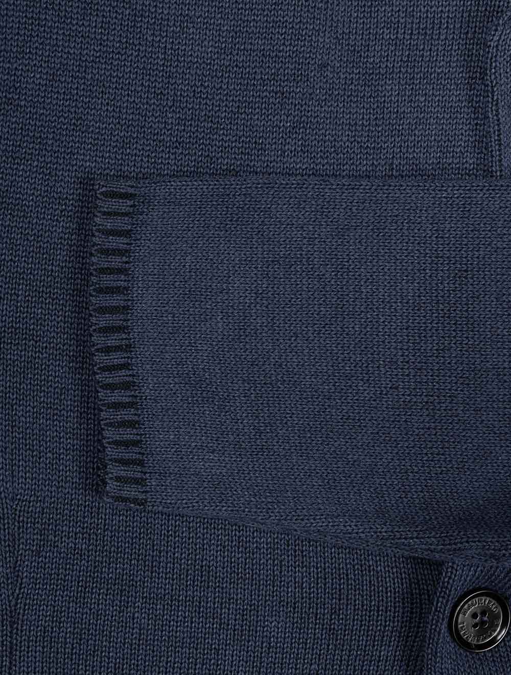 Vanise Knit Jacket Rib Details Denim Blue