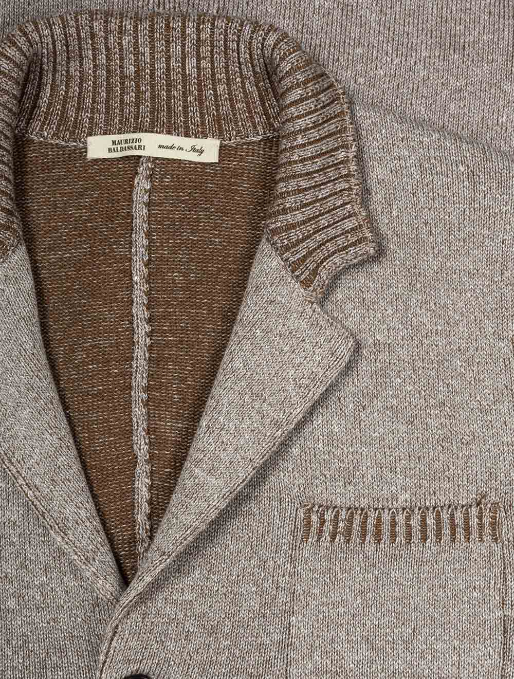 Vanise Knit Jacket Rib Details Camel Desert