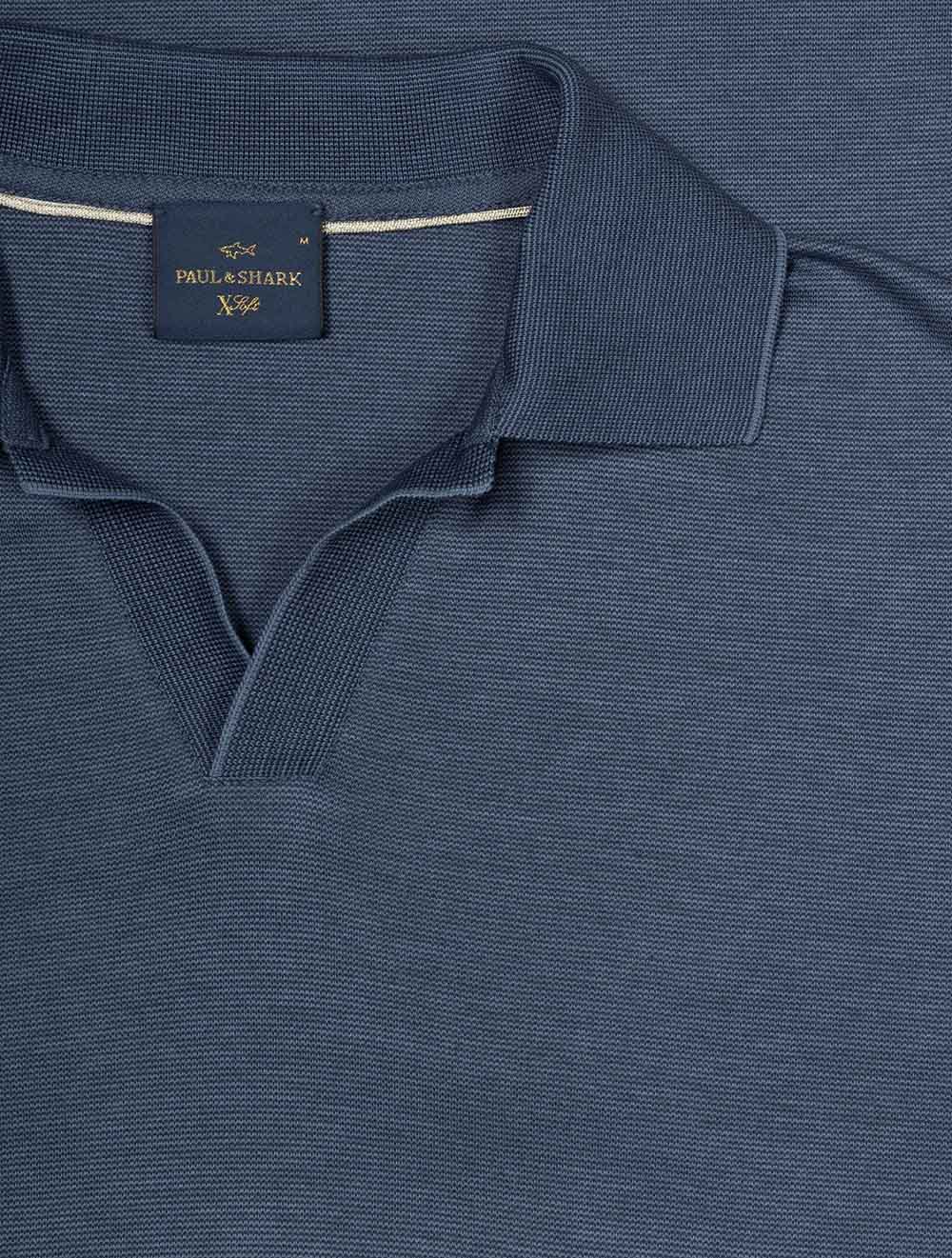 X-Soft Interlock Open Collar Polo Blue