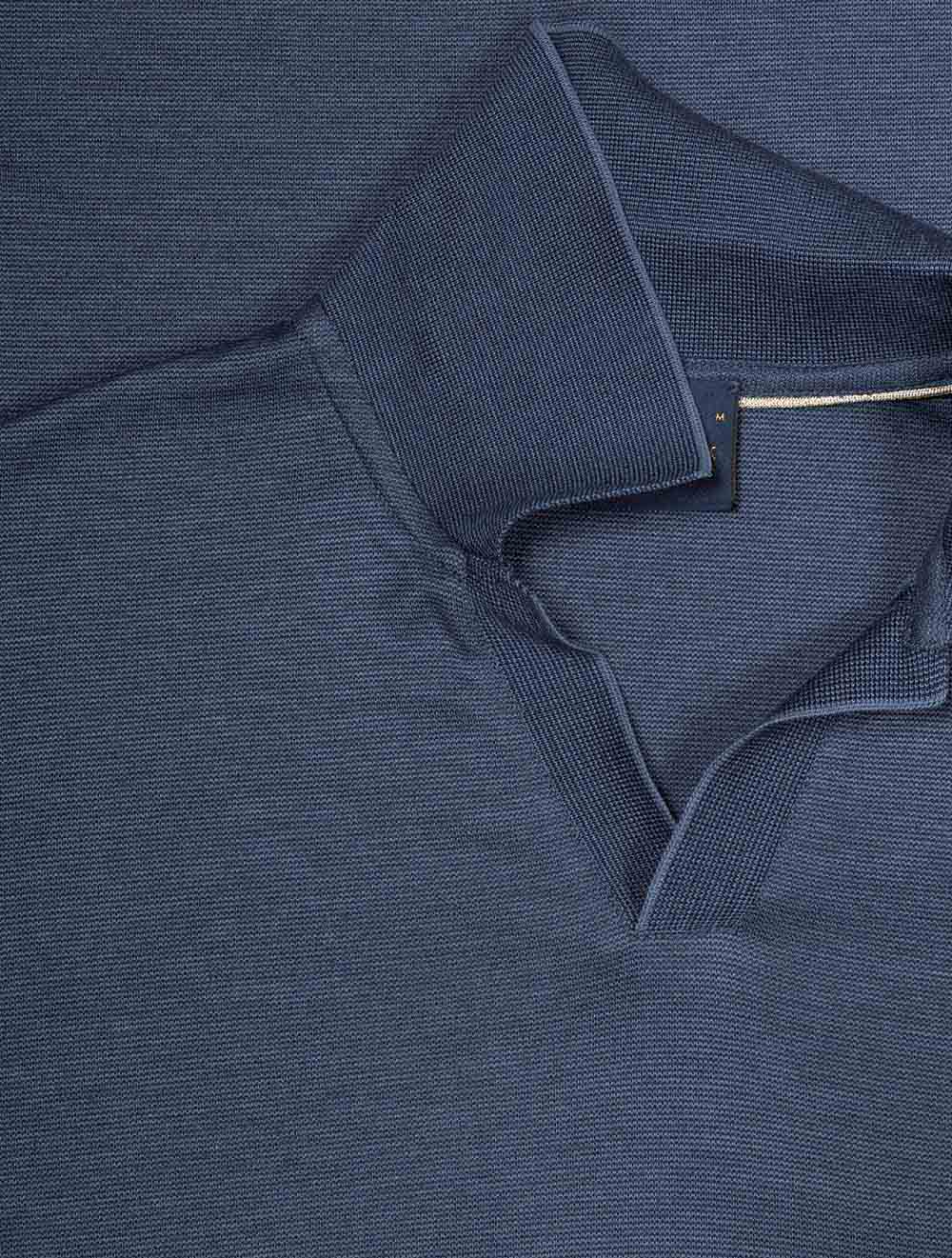 X-Soft Interlock Open Collar Polo Blue