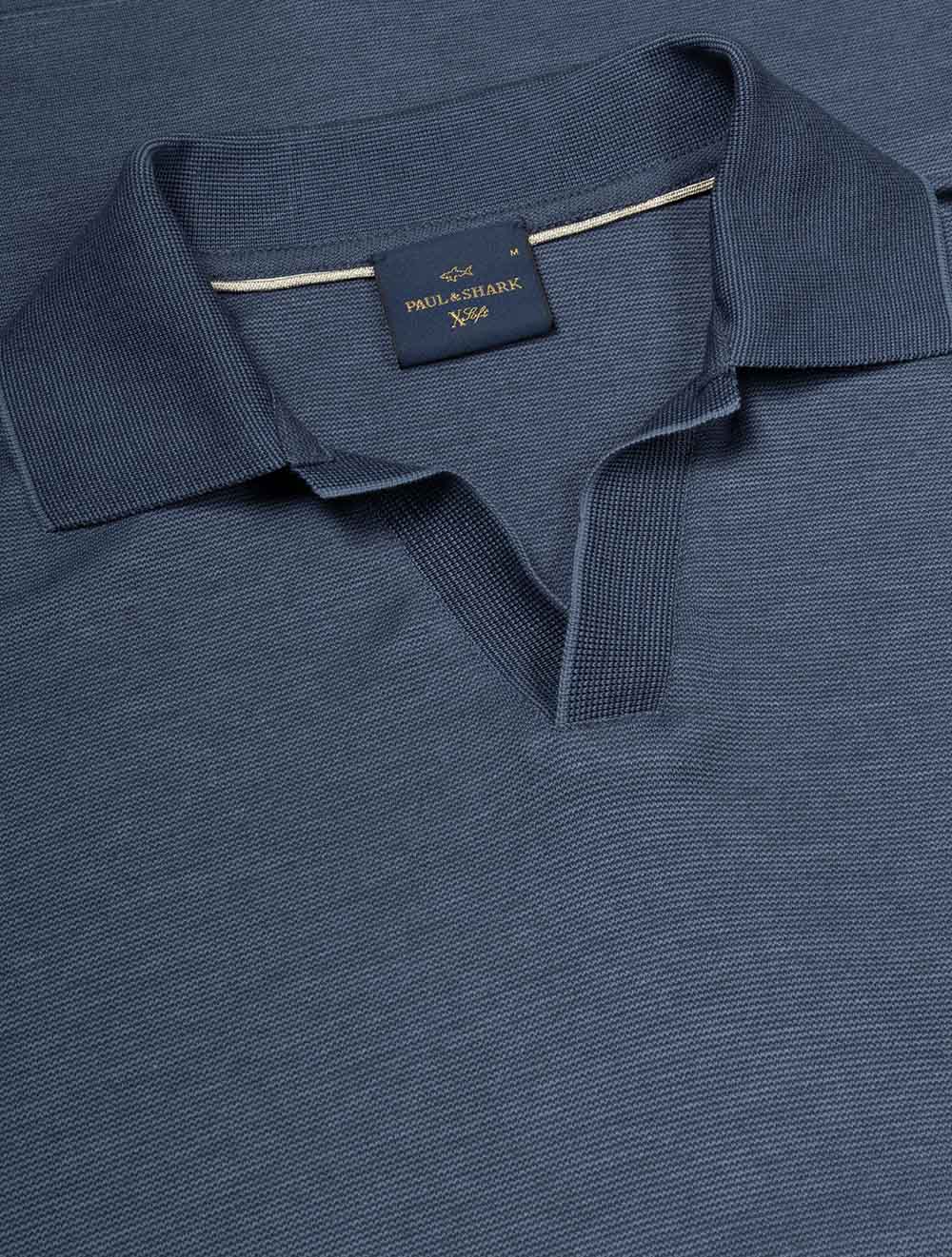 X-Soft Interlock Open Collar Polo Blue