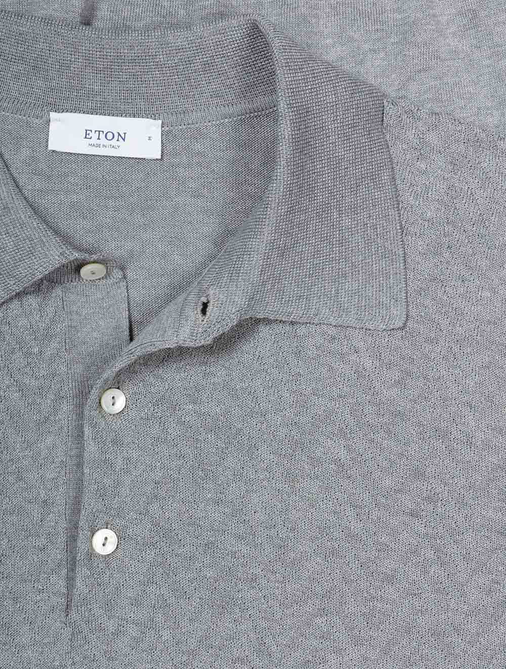 Chevron Knit Long Sleeve Polo Chateau Grey