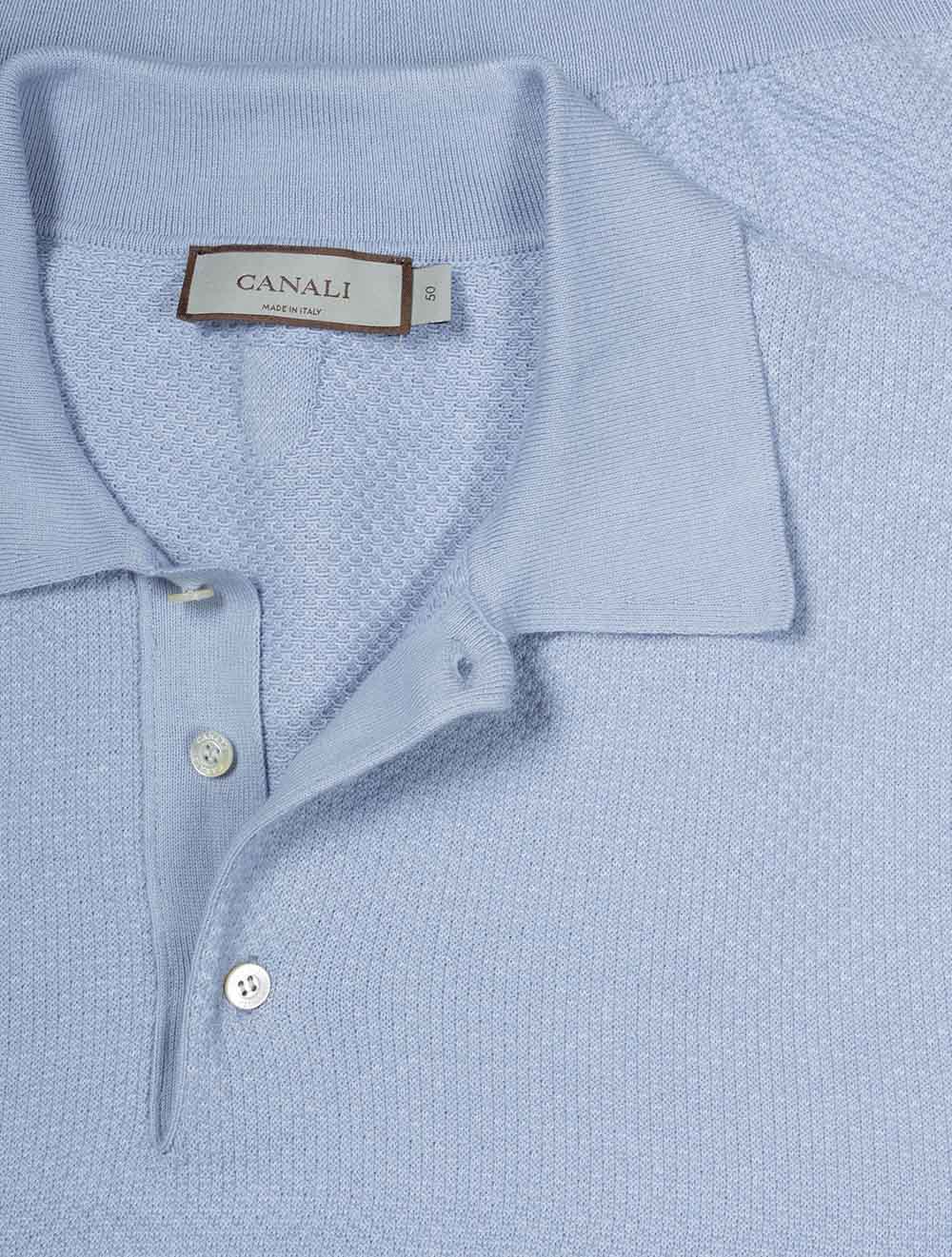 Waffle Pattern Polo Shirt Blue