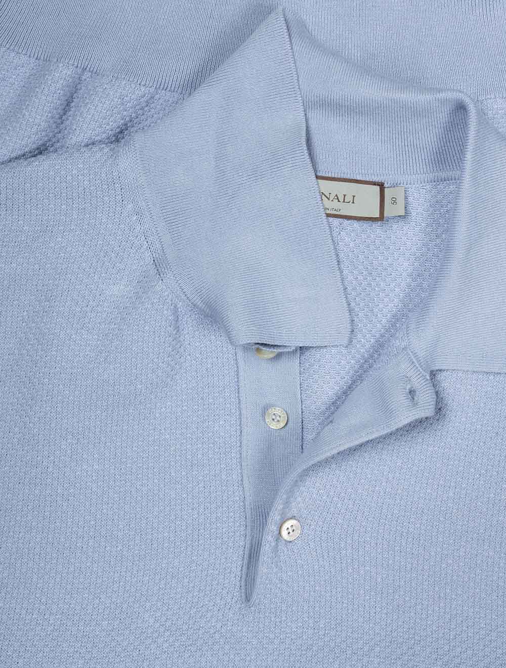 Waffle Pattern Polo Shirt Blue