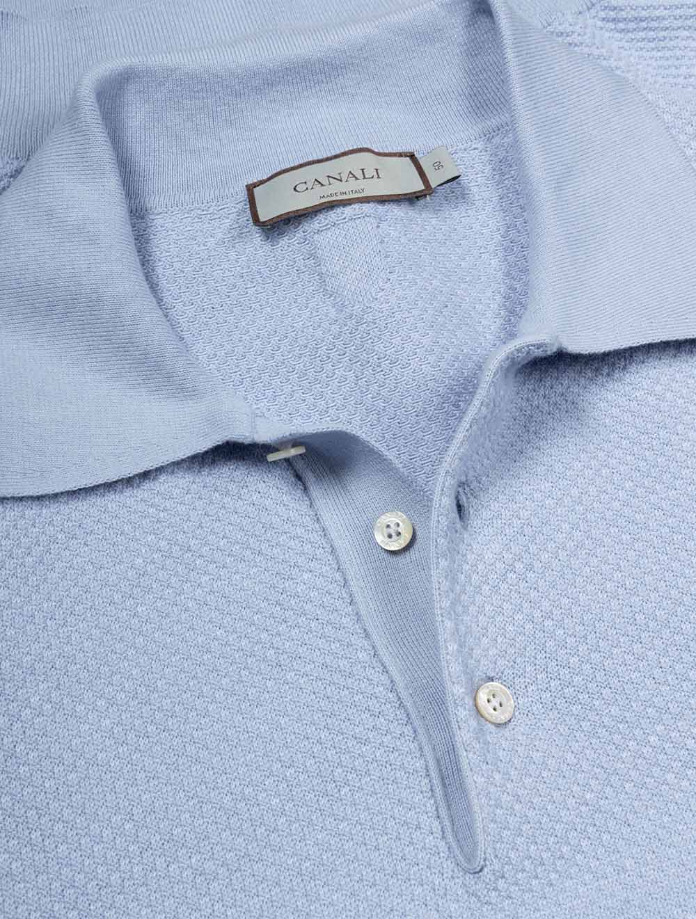 Waffle Pattern Polo Shirt Blue