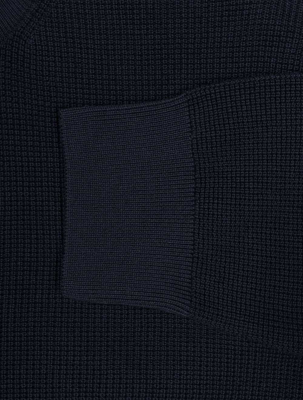 Micro Textured Cotton Zip Cardigan Evening Blue