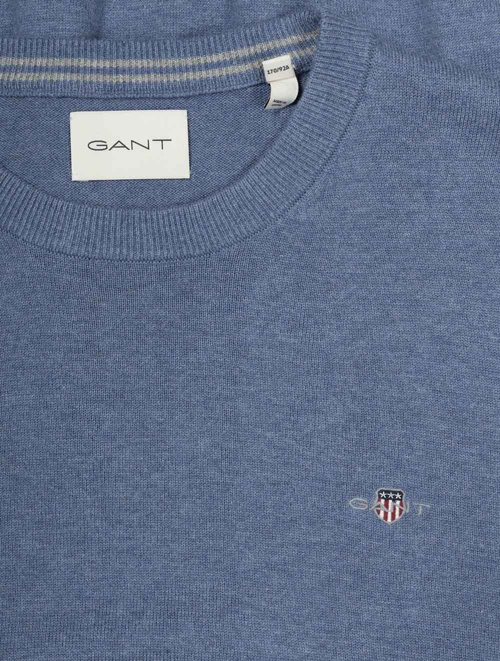 Classic Cotton Crew Neck Sweater Denim Blue Melange