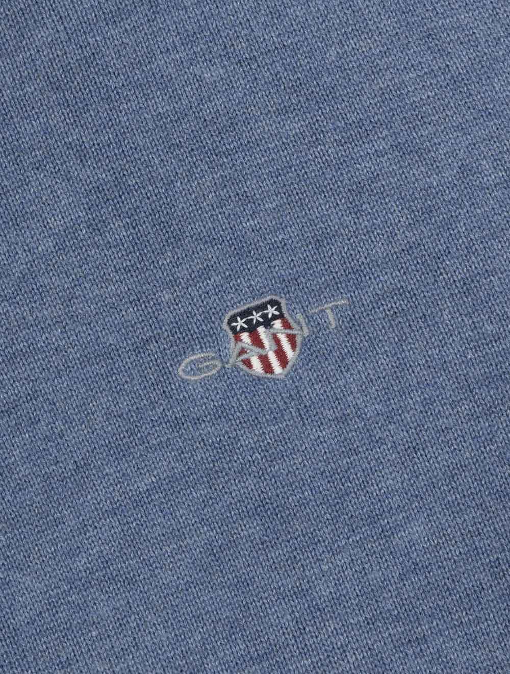 Classic Cotton Crew Neck Sweater Denim Blue Melange