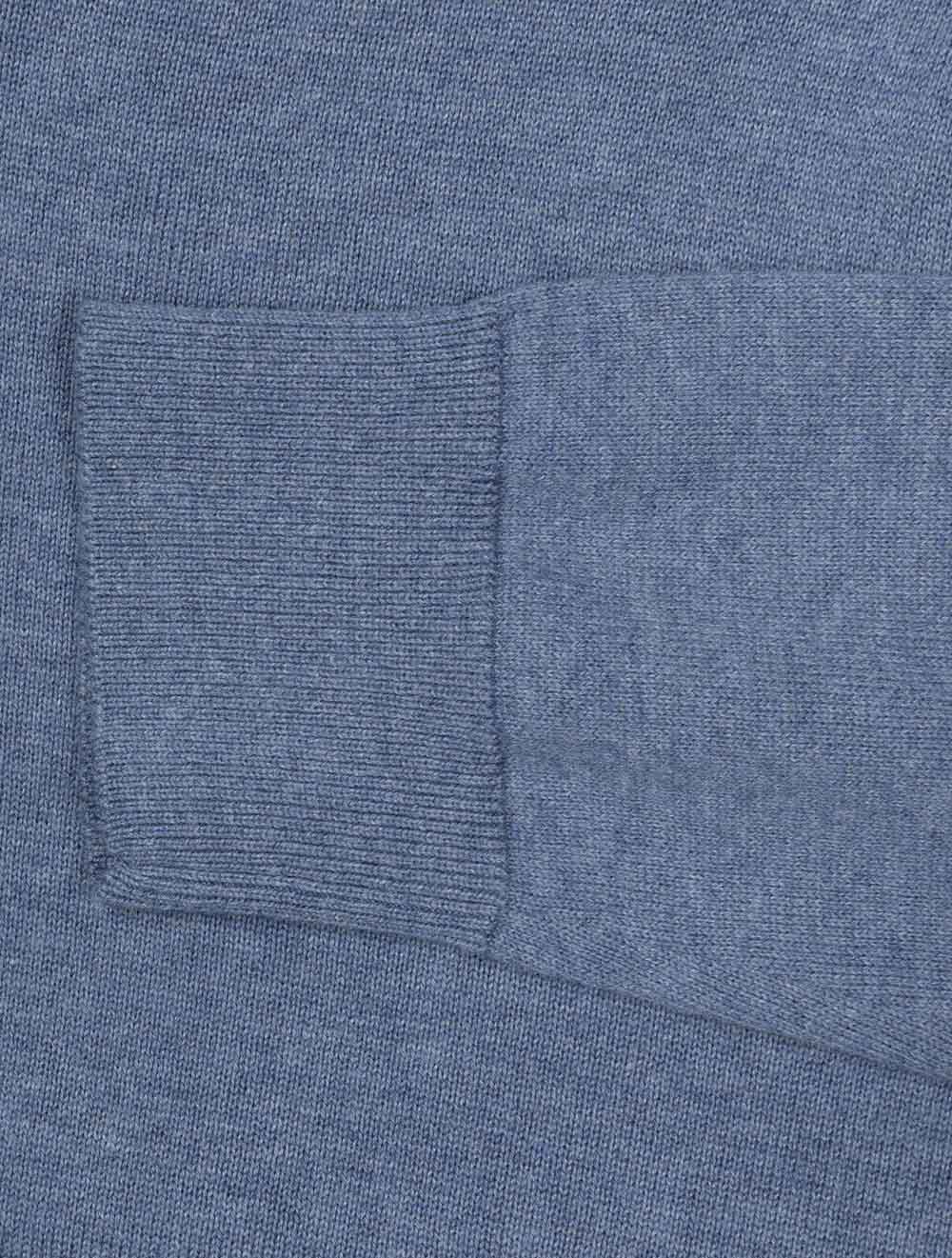 Classic Cotton Crew Neck Sweater Denim Blue Melange