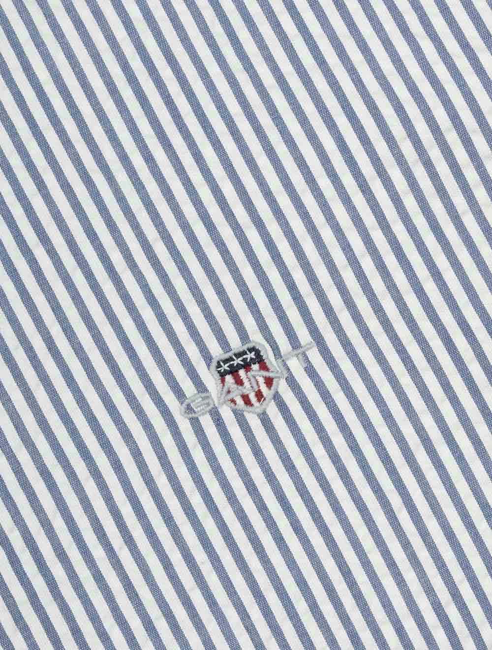 Regular Seersucker Stripe Short Sleeve Shirt Vintage Blue