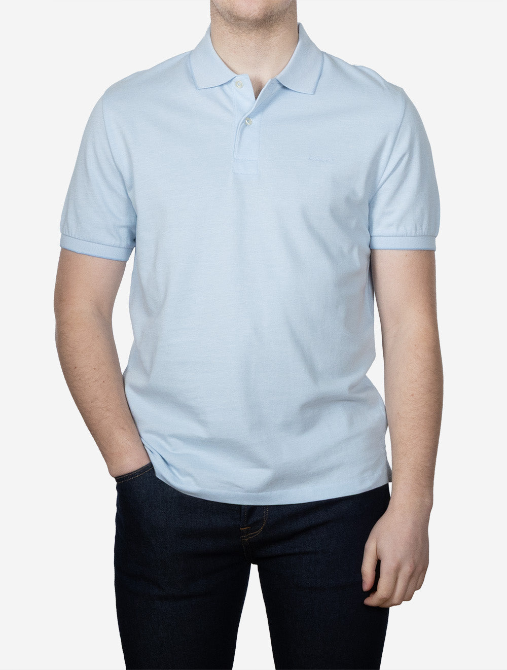 Two-Tone Short Sleeve Polo Sky Blue