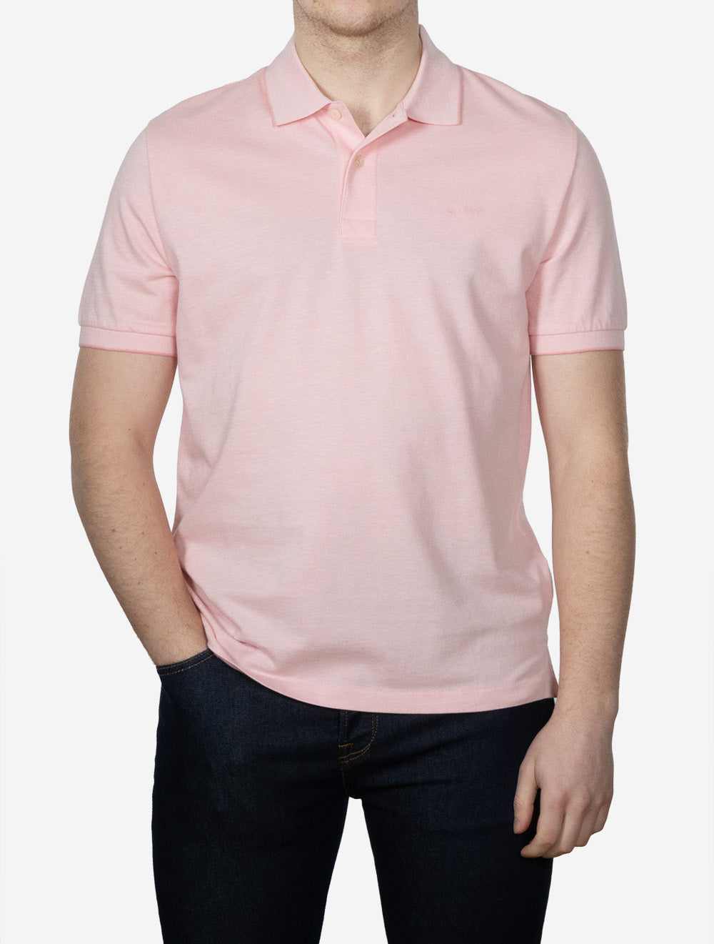 Two-Tone Short Sleeve Polo Washed Pink