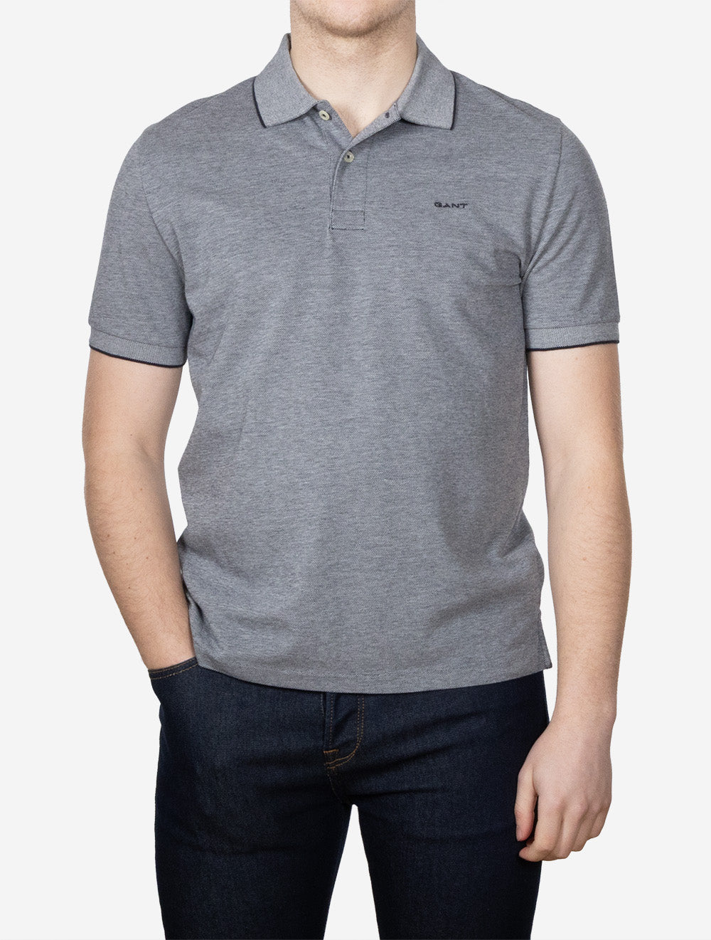 Two-Tone Short Sleeve Polo Evening Blue