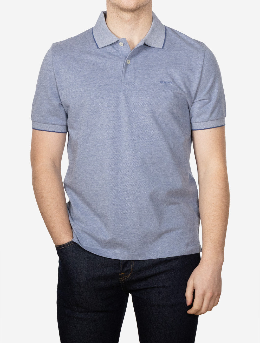 Two-Tone Short Sleeve Polo Vintage Blue