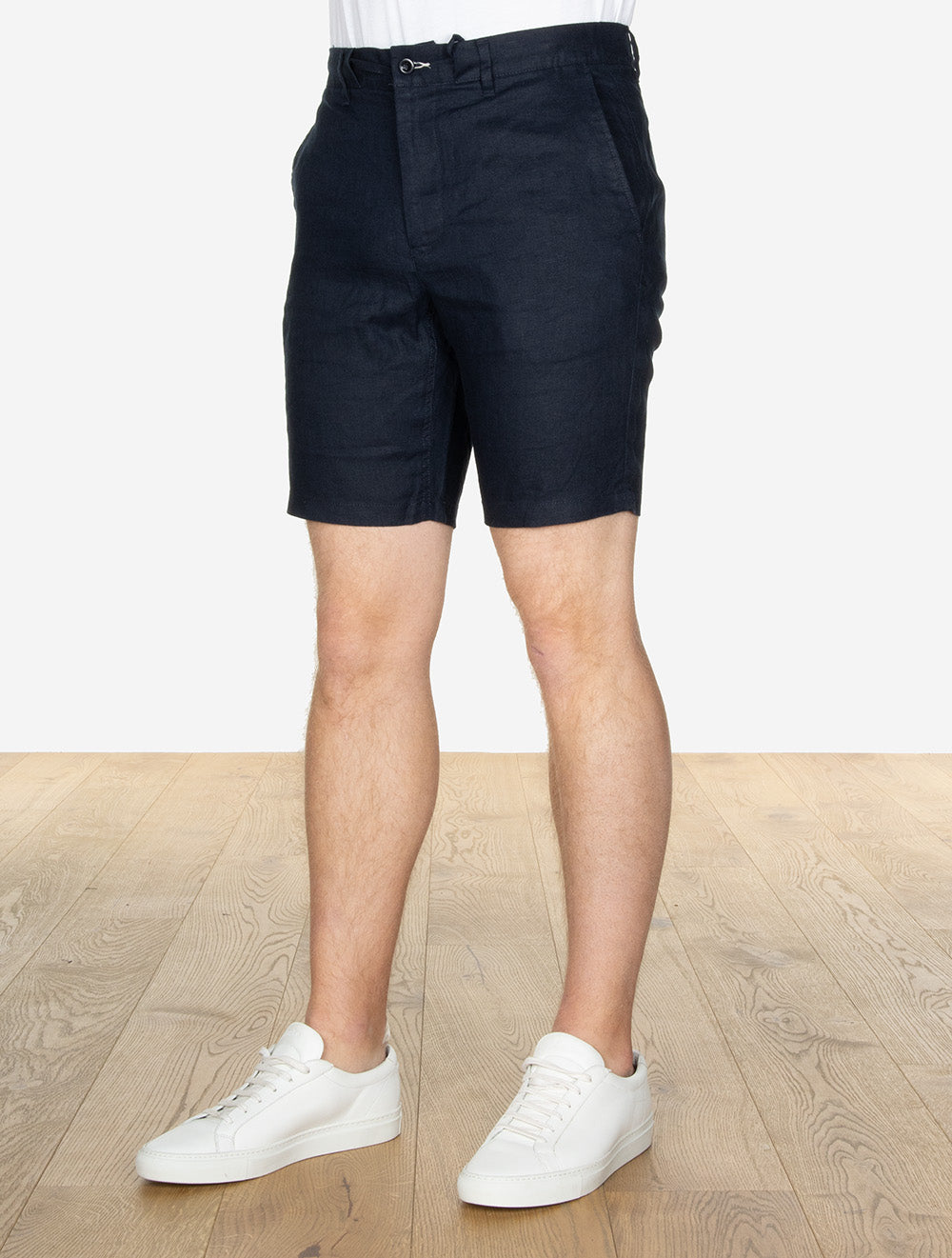 Regular Linen Drawstring Shorts Evening Blue