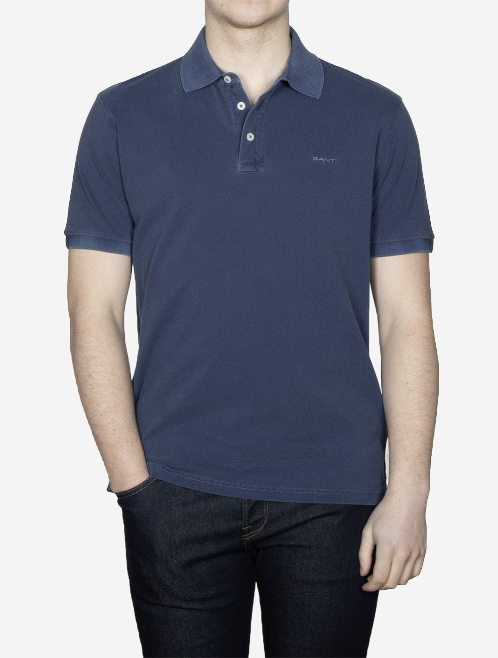 Sunfaded Short Sleeve Polo Shirt Persian Blue