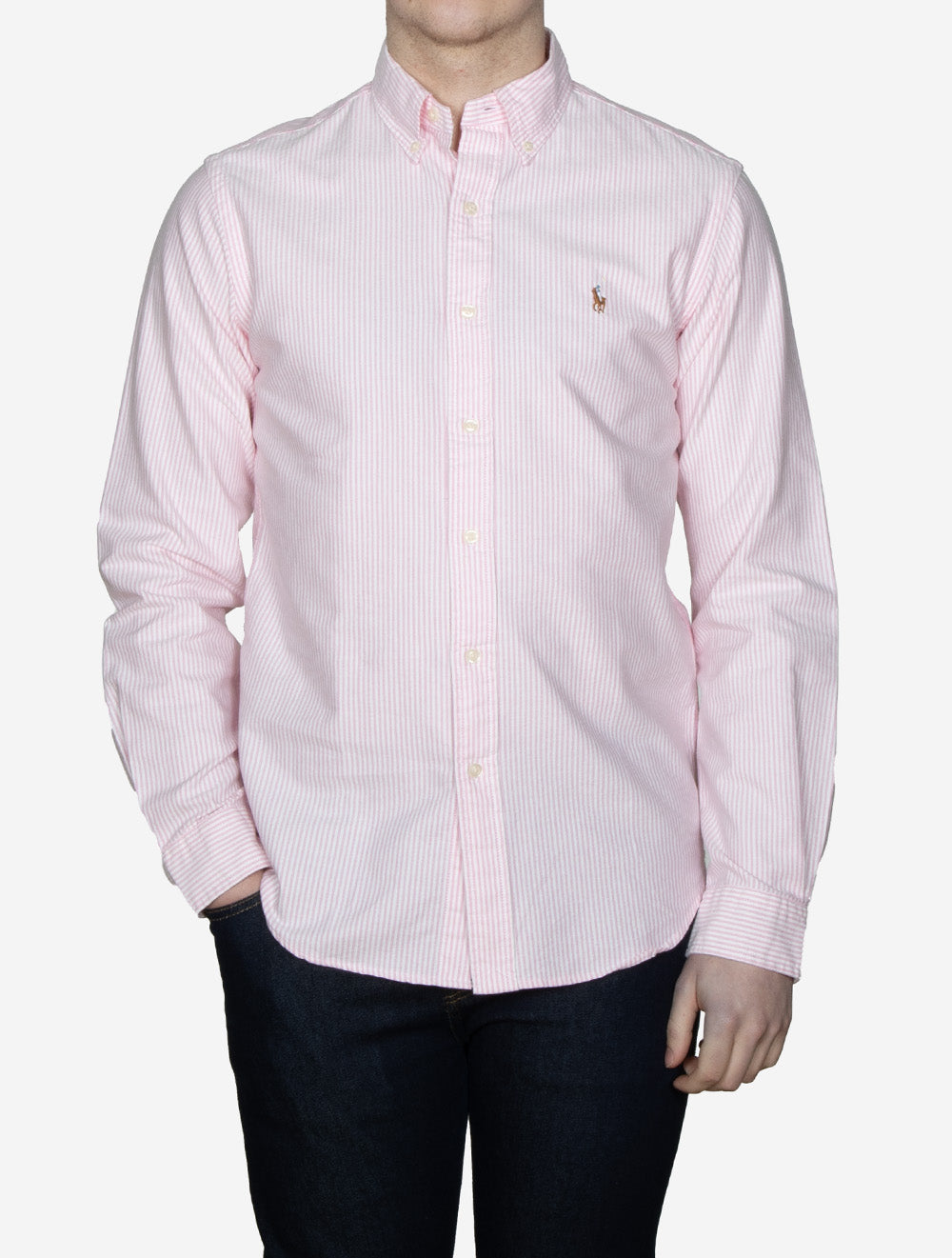 Custom Fit Striped Oxford Shirt Pink