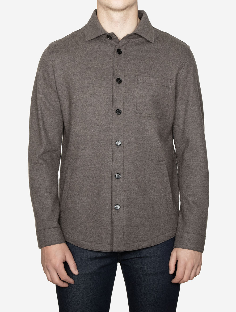Overshirt Raw Edge with Pockets Turkish Coffee