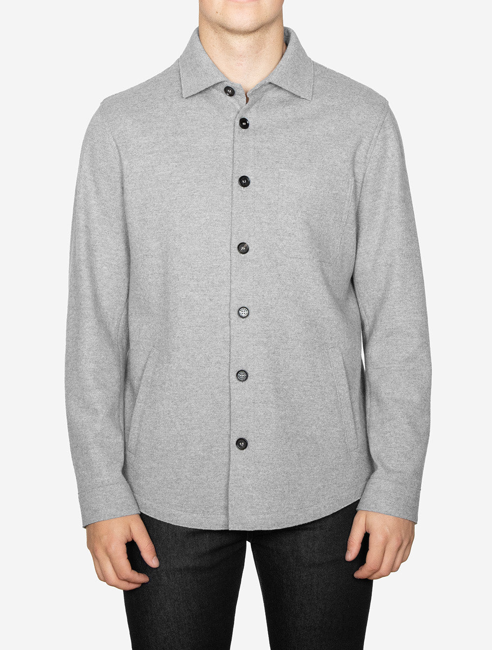 Overshirt Raw Edge with Pockets  Silver Light Green