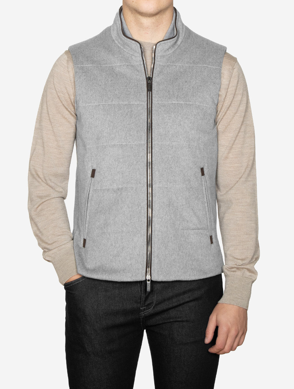 Vest with Knit Sides & Alcantara Grey