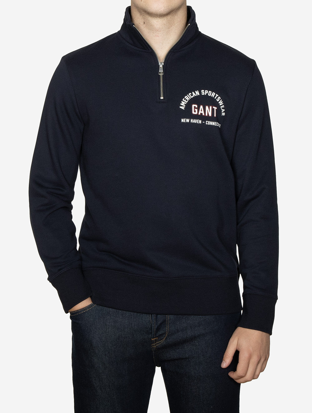 Printed Graphic Hal Zip Sweat Evening Blue