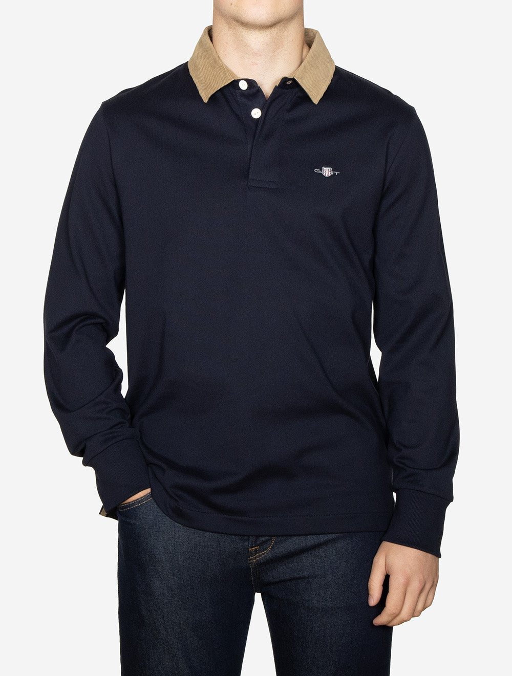 Corduroy Collar Heavy Rugger Evening Blue