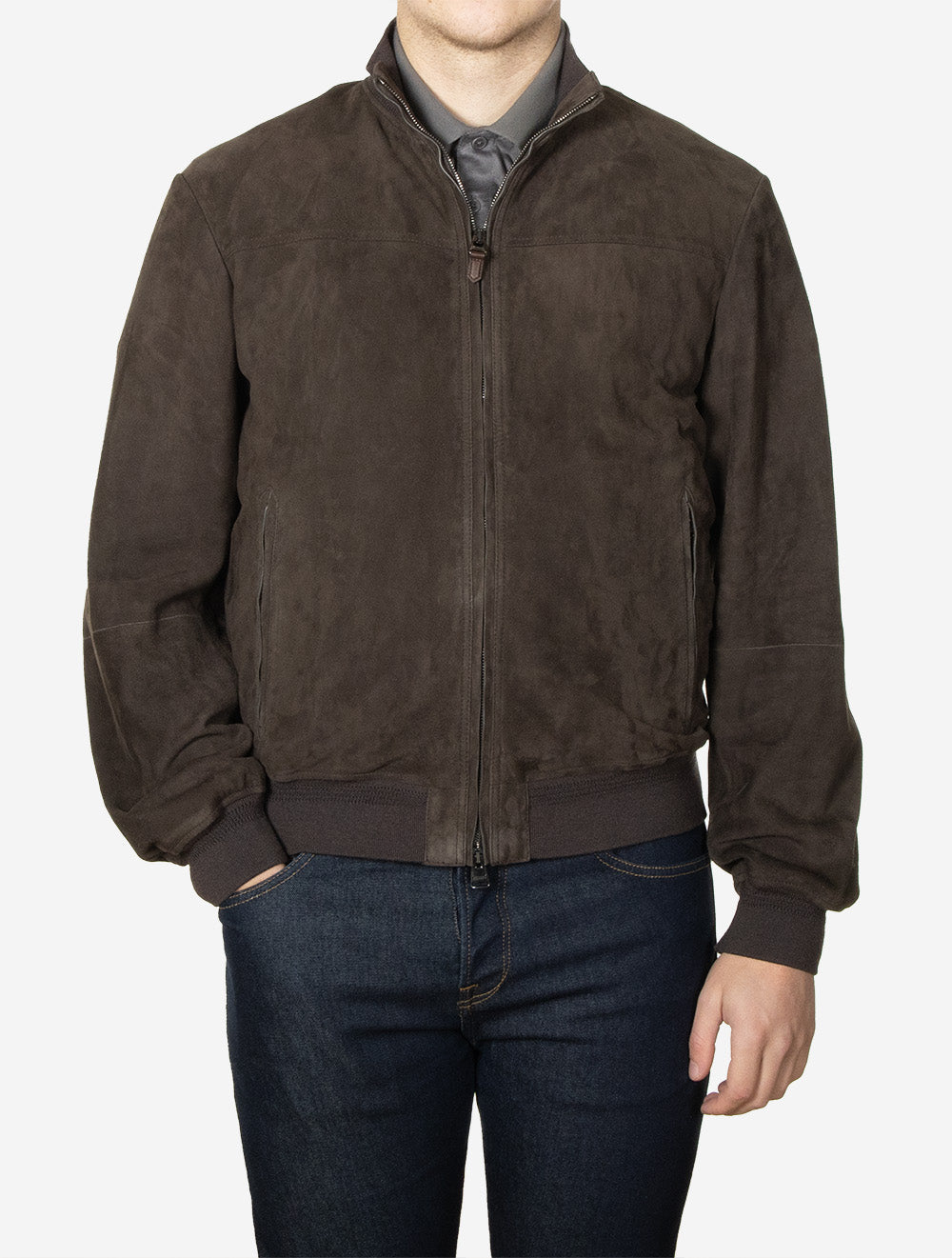 Suede Bomber Jacket Brown