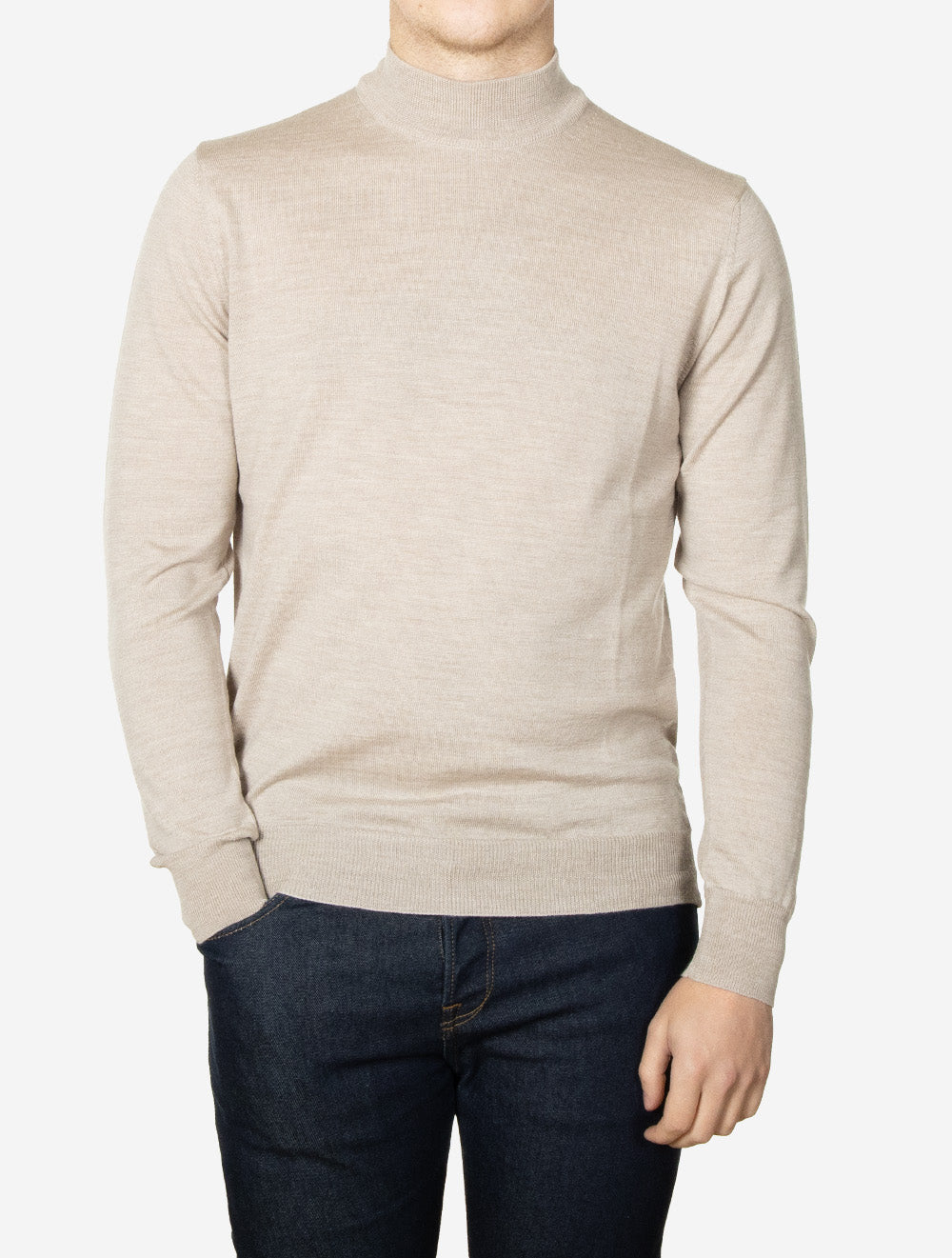 Merino Wool Mock Neck Beige