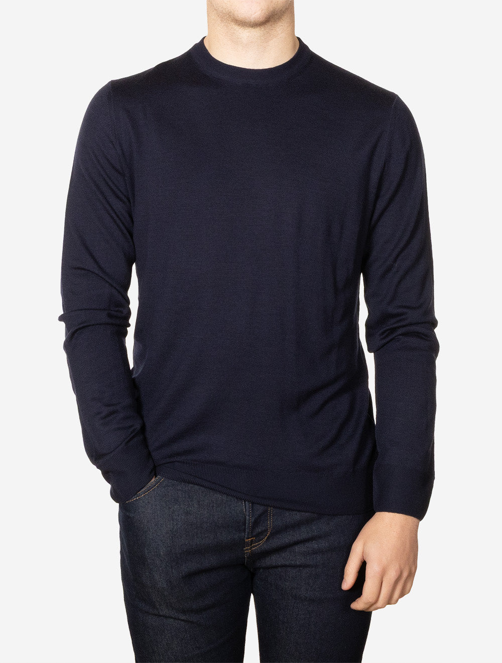 Pure Wool Crew Neck Knitwear Navy