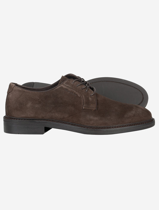 Bidford Suede Low Lace Shoe-Coffee Brown