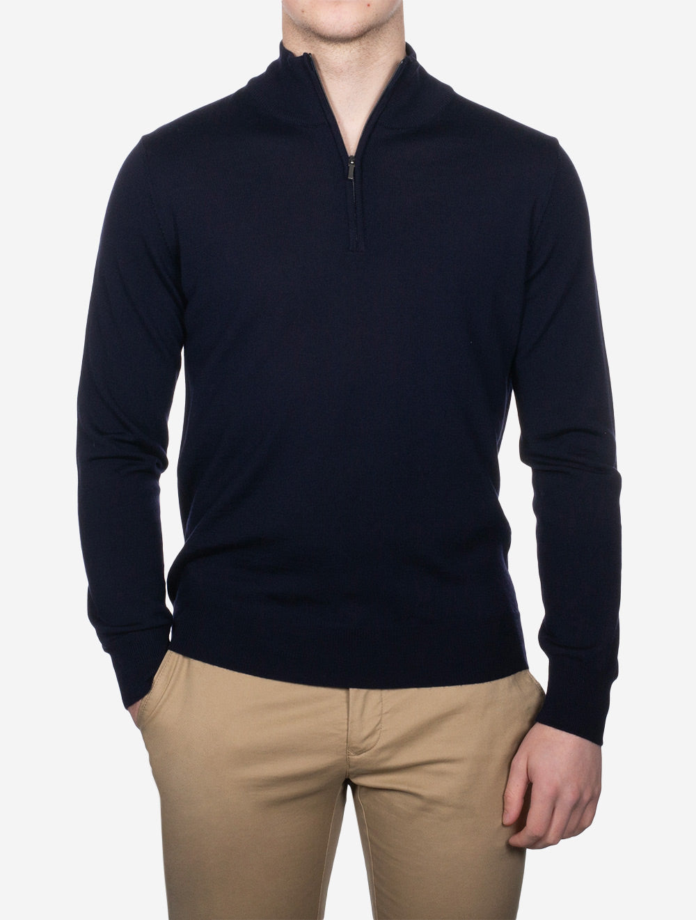 Half Zip Mock Neck Jumper Navy