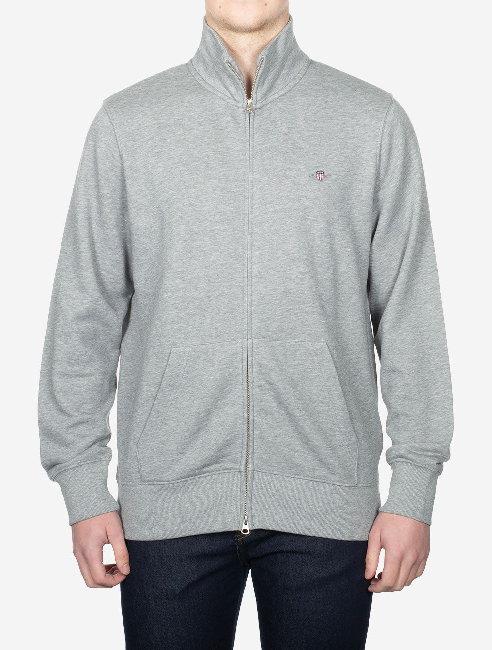 Gant Regular Shield Full Zip Sweatshirt Grey Melange AI1