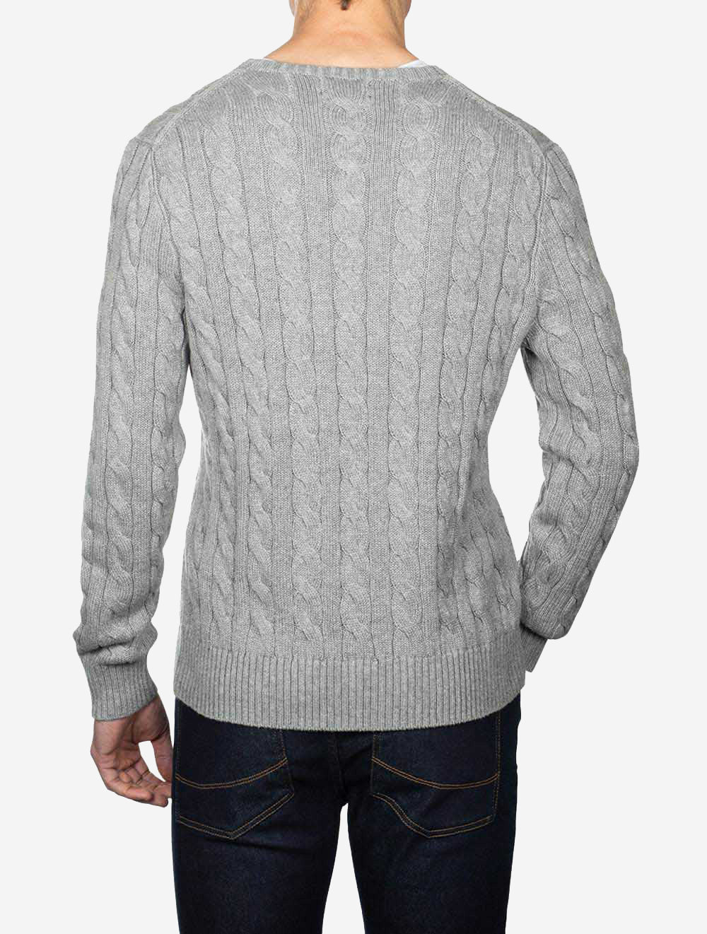 Cable Crew Neck Pullover Grey